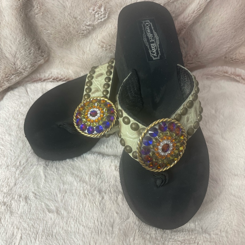 Swarovski crystals custom made wedge sandals